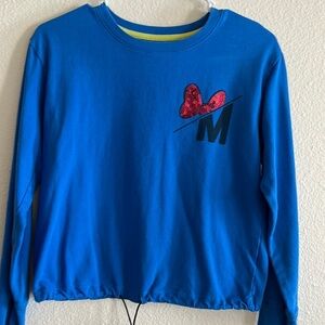 Minnie mouse blue long sleeve drawstring shirt right top XL